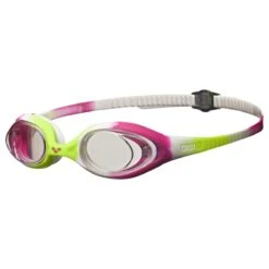 Arena Spider Jr. Goggle -Water Fit Essentials 92338 limefuchsia white clear side